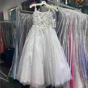 Tiffany Designs White Floral Kids Dress